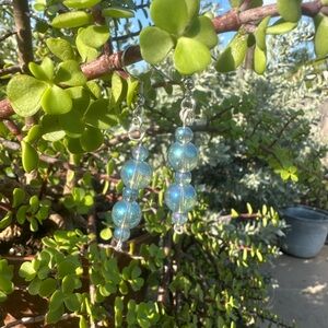 Blue Beaded Dangle Earrings